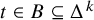 t element of upper B subset of or equal to upper Delta Superscript k