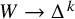 upper W right arrow upper Delta Superscript k