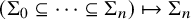 left parenthesis upper Sigma 0 subset of or equal to midline horizontal ellipsis subset of or equal to upper Sigma Subscript n Baseline right parenthesis right arrow from bar upper Sigma Subscript n