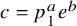 c equals p 1 Superscript a Baseline e Superscript b