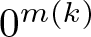 dollar sign 0 m left parenthesis k right parenthesis dollar sign