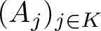 dollar sign left parenthesis Aj right parenthesis j element of upper K dollar sign