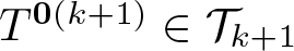 dollar sign upper T 0 left parenthesis k plus 1 right parenthesis element of script upper T k plus 1 dollar sign