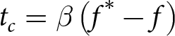 dollar sign tc equals beta left parenthesis f asterisk minus f right parenthesis dollar sign
