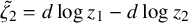 zeta 2 overtilde equals d log z 1 minus d log z 2