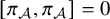 pi Subscript script upper A Baseline comma pi Subscript script upper A Baseline equals 0