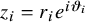 z Subscript i Baseline equals r Subscript i Baseline e Superscript i theta Super Subscript i