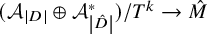 left parenthesis upper A Subscript StartAbsoluteValue upper D EndAbsoluteValue Baseline circled plus upper A Subscript StartAbsoluteValue ModifyingAbove upper D With caret EndAbsoluteValue Superscript asterisk Baseline right parenthesis divided by upper T Superscript k Baseline right arrow ModifyingAbove upper M With caret