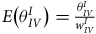 upper E left parenthesis theta Subscript upper I upper V Superscript upper I Baseline right parenthesis equals StartFraction theta Subscript upper I upper V Superscript upper I Baseline Over w Subscript upper I upper V Superscript upper I Baseline EndFraction