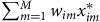 sigma summation Underscript m equals 1 Overscript upper M Endscripts w Subscript i m Baseline x Subscript i m Superscript asterisk
