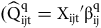 left parenthesis ModifyingAbove normal upper Q With caret Subscript normal i normal j normal t Superscript normal q Baseline equals normal upper X Subscript normal i normal j normal t Baseline prime beta Subscript normal i normal j Superscript normal q
