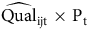 ModifyingAbove normal upper Q normal u normal a normal l With caret Subscript normal i normal j normal t Baseline times normal upper P Subscript normal t