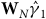 bold upper W Subscript upper N Baseline ModifyingAbove gamma With caret Subscript 1