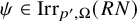 psi element of upper I r r Subscript p prime comma upper Omega Baseline left parenthesis upper R upper N right parenthesis