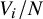 upper V Subscript i Baseline divided by upper N