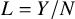 upper L equals upper Y divided by upper N