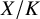 upper X divided by upper K
