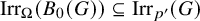 backslash operatorname upper I r r Subscript upper Omega Baseline left parenthesis upper B 0 left parenthesis upper G right parenthesis right parenthesis subset of or equal to backslash operatorname upper I r r Subscript p prime Baseline left parenthesis upper G right parenthesis