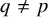q not equals p