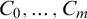 upper C 0 comma midline horizontal ellipsis comma upper C Subscript m Baseline