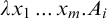 lamda x 1 midline horizontal ellipsis x Subscript m Baseline period upper A Subscript i Baseline
