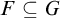 upper F subset of or equal to upper G