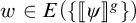 w is an element of E open parenthesis open curly bracket double bracket psi double bracket to the g power close curly bracket close parenthesis