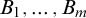upper B 1 comma midline horizontal ellipsis comma upper B Subscript m Baseline