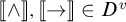 Double bracket capital lambda close double bracket comma double bracket right arrow close double bracket belongs to capital D superscript v.