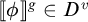 Double bracket open phi double bracket close to the g power is an element of D to the v power.
