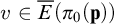 v element of ModifyingAbove upper E With bar left parenthesis pi 0 left parenthesis bold p right parenthesis right parenthesis
