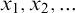 x 1 comma x 2 comma midline horizontal ellipsis