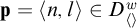 bold p equals left angle bracket n comma l right angle bracket element of upper D Subscript left angle bracket right angle bracket Superscript w
