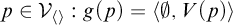 p element of upper V Subscript left angle bracket right angle bracket Baseline colon g left parenthesis p right parenthesis equals left angle bracket backslash emptyset comma upper V left parenthesis p right parenthesis right angle bracket