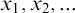 x 1 comma x 2 comma midline horizontal ellipsis