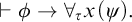 right tack phi right arrow for all Subscript tau Baseline x left parenthesis psi right parenthesis period