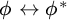 phi left right arrow phi Superscript asterisk