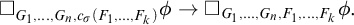 white medium square Subscript upper G 1 comma midline horizontal ellipsis comma upper G Sub Subscript n Subscript comma c Sub Subscript sigma Subscript left parenthesis upper F 1 comma midline horizontal ellipsis comma upper F Sub Subscript k Subscript right parenthesis Baseline phi right arrow white medium square Subscript upper G 1 comma midline horizontal ellipsis comma upper G Sub Subscript n Subscript comma upper F 1 comma midline horizontal ellipsis comma upper F Sub Subscript k Subscript Baseline phi period