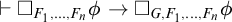 right tack white medium square Subscript upper F 1 comma midline horizontal ellipsis comma upper F Sub Subscript n Subscript Baseline phi right arrow white medium square Subscript upper G comma upper F 1 comma midline horizontal ellipsis comma upper F Sub Subscript n Subscript Baseline phi