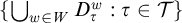 StartSet backslash leftcup Underscript w element of upper W Endscripts upper D Subscript tau Superscript w Baseline colon tau element of script upper T EndSet