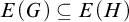 upper E left parenthesis upper G right parenthesis subset of or equal to upper E left parenthesis upper H right parenthesis