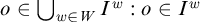 o element of backslash leftcup Underscript w element of upper W Endscripts upper I Superscript w Baseline colon o element of upper I Superscript w