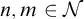 n comma m element of script upper N