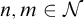 n comma m element of script upper N