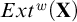 upper E x t Superscript w Baseline left parenthesis bold upper X right parenthesis
