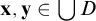 x comma y element of backslash leftcup upper D