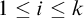 1 less than or equals i less than or equals k