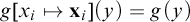 g x Subscript i Baseline right arrow from bar x Subscript i Baseline left parenthesis y right parenthesis equals g left parenthesis y right parenthesis