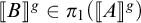 Double bracket B close double bracket superscript g is an element of pi sub 1 open parenthesis double bracket A close double bracket superscript g close parenthesis.