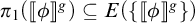 pi sub 1 open parenthesis double bracket phi double bracket superscript g close parenthesis is a subset of E open parenthesis double bracket phi double bracket superscript g close parenthesis close parenthesis